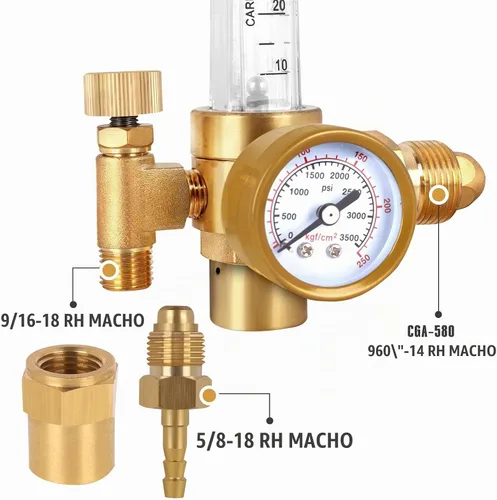 Vista 4 de Argón/CO2 MIG TIG Medidor de Flujo Regulador de Gas Indicador de Soldadura de Gas