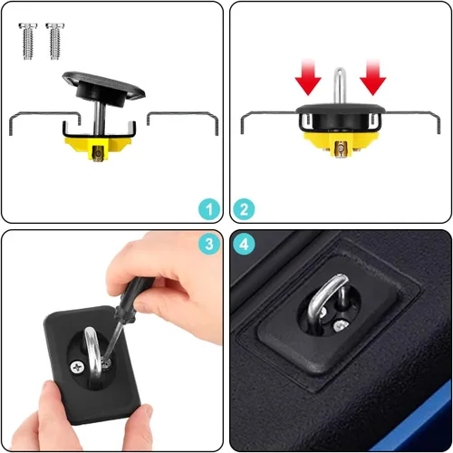 Vista 5 de 4pcs Tie Down Anchors for Truck Bed, Fit Retractable D Ring Tie Down