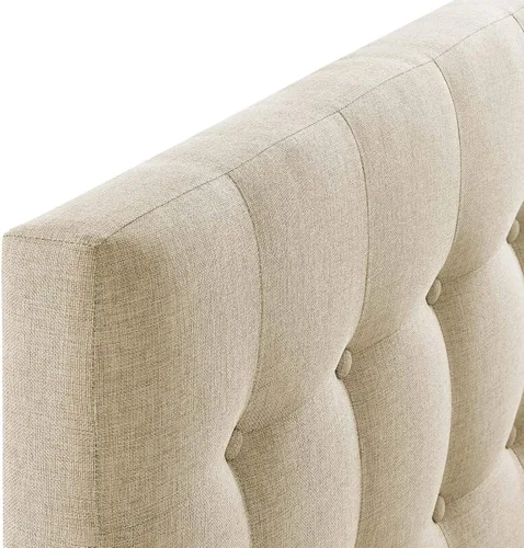 Vista 5 de Modway Emily - Cabecera individual tapizada con botones de tela de lino beige