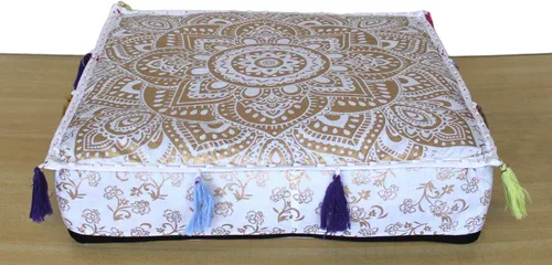 Vista 24 de ICC - Funda de cojín cuadrada grande de algodón con diseño de mandala, funda de almohada hippie, funda de almohada para el suelo con cremallera