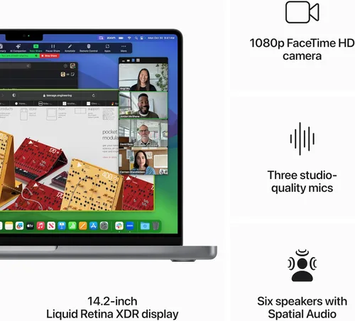 Vista 12 de Apple Laptop MacBook Pro 2023 con chip M3, CPU 8 núcleos, GPU 10 núcleos, para Apple Intelligence, Liquid Retina XDR 14.2 pulgadas, memoria Gris