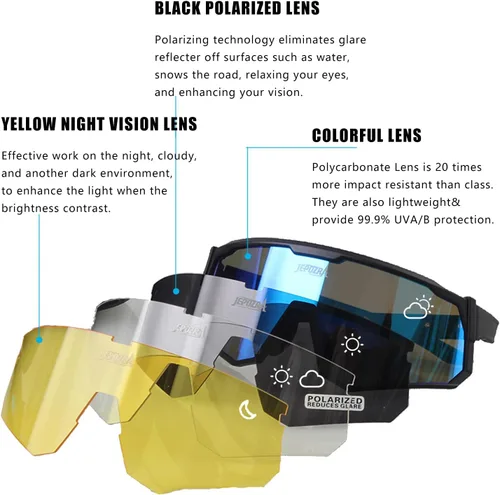 Vista 9 de Gafas de ciclismo polarizadas con 3 lentes intercambiables, gafas de equitación, béisbol, correr, esquí, deportes