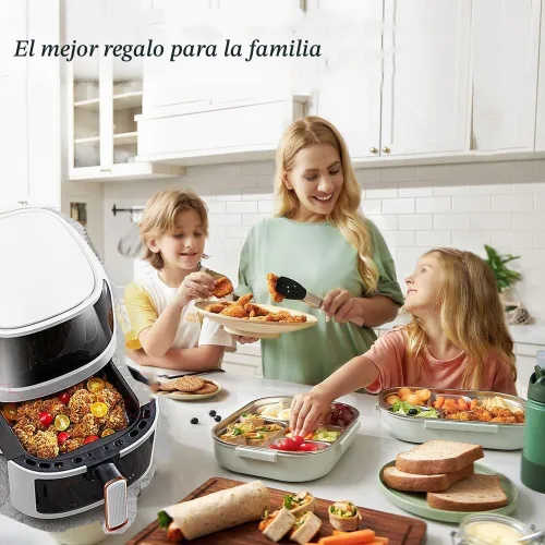 Vista 6 de Freidora de aire, freidora de aire con ventana de visualización y pantalla táctil, sin aceite y más saludable, gran capacidad de 5 l, control Negro