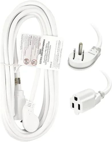 Vista 23 de EP Paquete de 3 cables de extensión de enchufe plano de 1 pie, cable de extensión de perfil bajo negro de 16 AWG de 3 clavijas para interiores