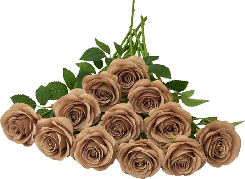 Vista 29 de 12 piezas Rosas Flores Artificiales Rosas Falsas Azul Bebé Rosas de Seda Flores de Seda Blancas Rosas con Tallos Largos para Bodas Hogar Fiestas