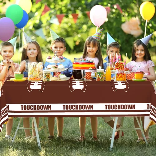Vista 5 de Paquete de 2 decoraciones desechables para fiestas de fútbol, cumpleaños, manteles de plástico para fiestas temáticas de fútbol