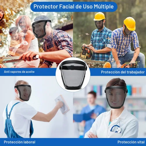 Vista 3 de Protector facial de plástico, protector facial de seguridad de protección completa, equipo de protección antivaho para ojos, nariz, boca, protector