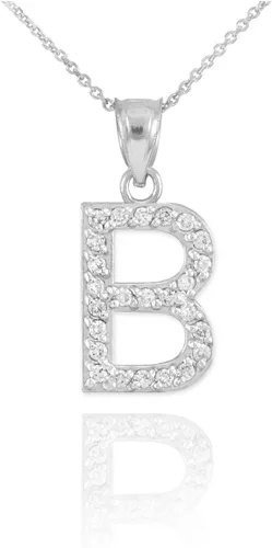 Vista 25 de Claddagh Gold . Collar con colgante de letra inicial de plata de ley 925 con circonita cúbica - Elección de tamaños