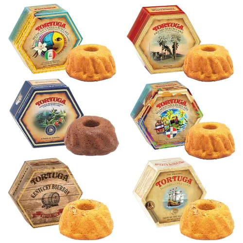 Vista 2 de Tortuga - Paquete de regalo de surtido de pasteles de ron caribeño de 4 onzas