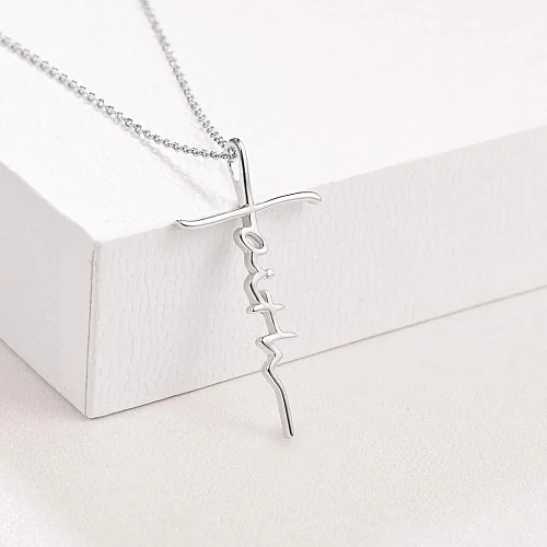 Vista 2 de PRAYMOS - Collar de plata de ley 925 con dije de cruz lateral, para mujer, ópalo sintético, cadena de 18 pulgadas y extensor ajustable de 2 pulgadas