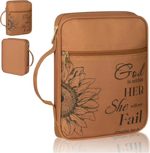 Vista 19 de GUEER Funda para Biblia para hombres, Portabiblia, Funda para Biblia Bolsa Organizadora de Transporte, con Cremallera y Bolsillos para Biblia