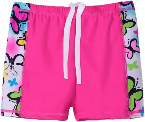 Vista 5 de TFJH E Traje de baño de manga corta para niñas, traje de baño de dos piezas UPF 50+ UV 3-12 años