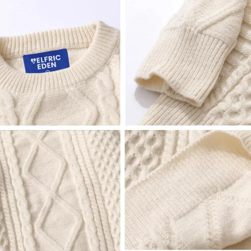Vista 6 de Aelfric Eden Suéter vintage de punto trenzado para mujer, suéter casual de gran