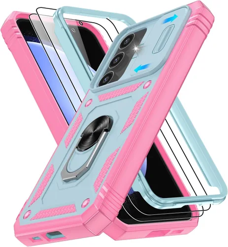 Vista 78 de Gritup Funda para Google Pixel 6 con cubierta deslizante para cámara y protector de pantalla (2 unidades), soporte de anillo giratorio 360°, funda