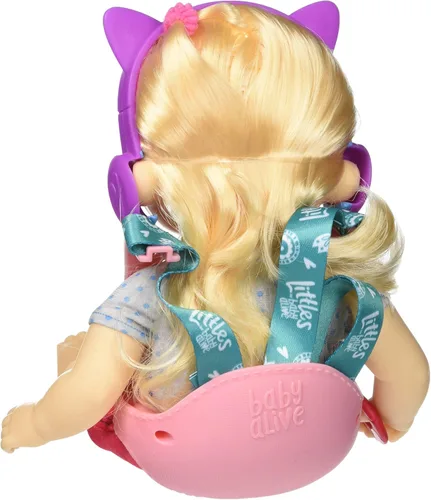 Vista 2 de Baby Alive Littles, Carry 'n Go Squad, Little Chloe Blonde Hair Doll, porta muñecas, accesorios, juguete para niños a partir de 3 años