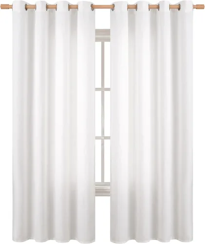 Vista 131 de BGment Cortinas de Lino Beige de 63 Pulgadas de Largo 2 Paneles - Tratamientos para Ventanas con Textura de Arpillera Filtrantes de Luz Cortinas