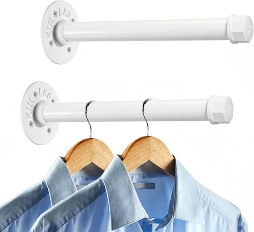 Vista 21 de Sumnacon 2 Piezas Barra de Ropa de Tubo Industrial de 5.9 Pulgadas – Perchero de Metal Rústico de Servicio Pesado con Tornillos, Soporte para Ropa