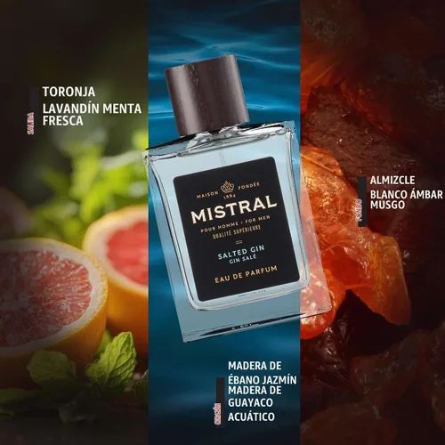 Vista 5 de Mistral Eau de Parfum de Ginebra Salada para Hombre, Colonia para Hombre, 3.4 Oz