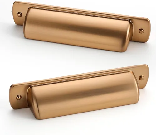 Vista 10 de Paquete de 10 manijas de gabinete de cocina de bronce champán moleteado de 3 pulgadas (2.992 in), tiradores de gabinete de color dorado champán