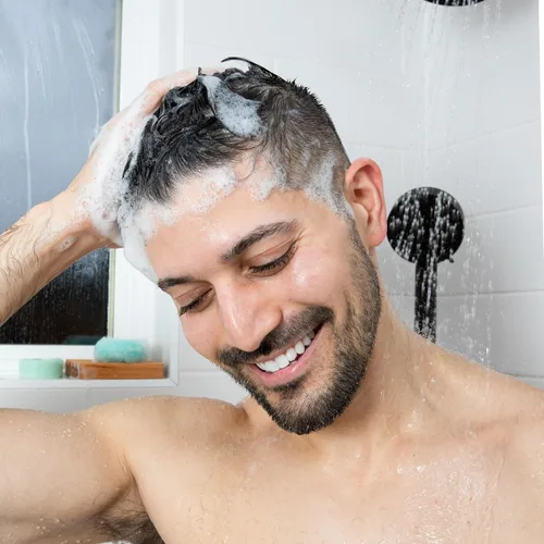 Vista 6 de Barra de champú natural de vainilla de coco para cabello seco pH equilibrado, seguro para el color Sin SLS, sin plástico, sin crueldad, vegano