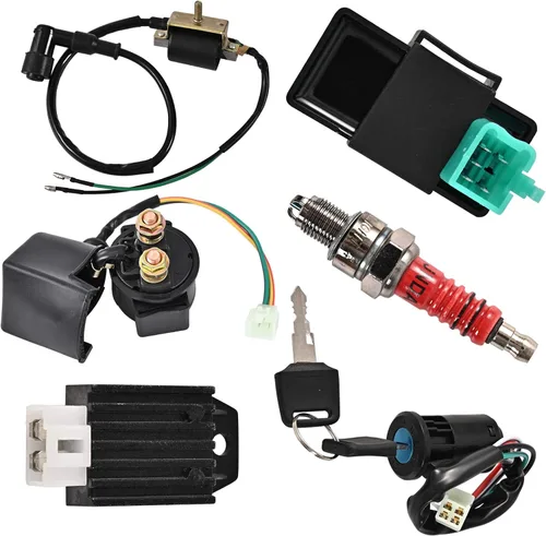 Vista 2 de Trkimal Arnés de cableado eléctrico completo, bobina de estator, interruptor CDI, interruptor de encendido, relé solenoide, bujía para ATV de 4