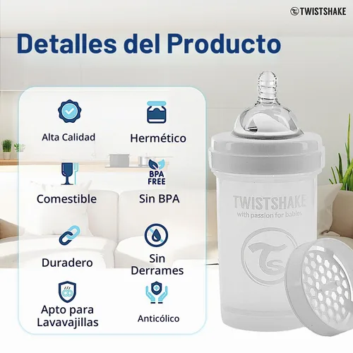 Vista 3 de Twistshake Biberones anticólicos - Botellas prémium de 6.1 fl oz/6 oz para una experiencia de alimentación cómoda para el cuidado del bebé