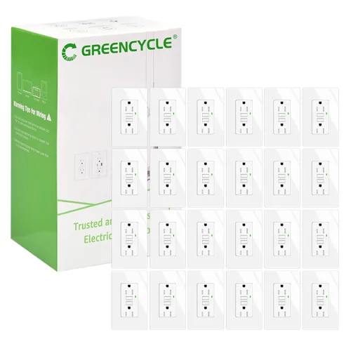 Vista 36 de Greencycle Toma GFCI de 15 amperios con puertos USB C y USB A, 1 unidad de toma eléctrica GFCI de prueba automática con USB, con indicador LED