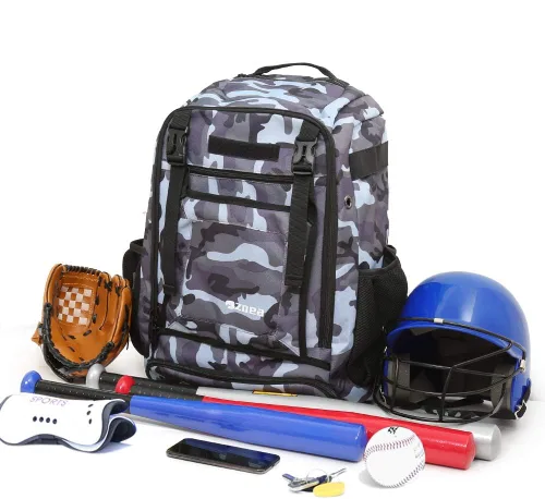 Vista 2 de ZOEA - Mochila para bate de béisbol para niños y equipo de softbol y herramientas para jóvenes y adultos, gran capacidad para 4 bates, casco