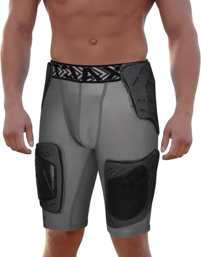Vista 14 de Exxact Sports Gladiator - Faja de fútbol para adultos de 5 almohadillas para hombres con cadera, muslos, almohadillas para coxis, pantalones cortos