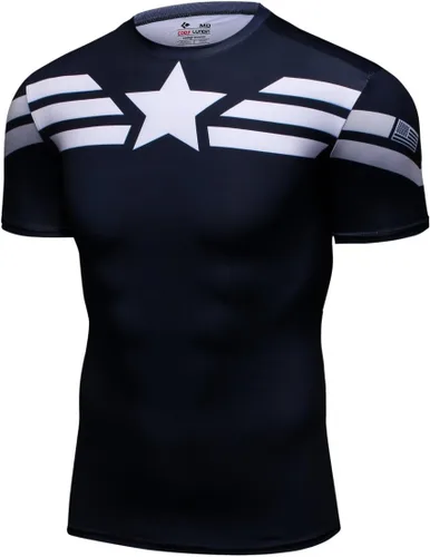 Vista 2 de Red Plume Camiseta deportiva de compresión para hombre, serie Super-Hero