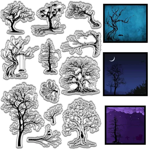 Vista 9 de CRASPIRE Sellos Transparentes con Fondo de Grieta Vintage Retro, Sellos de Goma Reutilizables de Silicona Transparente para Álbum de Fotos, Álbum