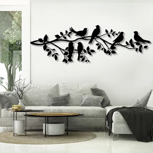Vista 5 de UGJSH Decoración de pared de metal, decoración de pared de metal de árbol, arte de pared de pájaros metálicos, arte de pared de metal, pájaros
