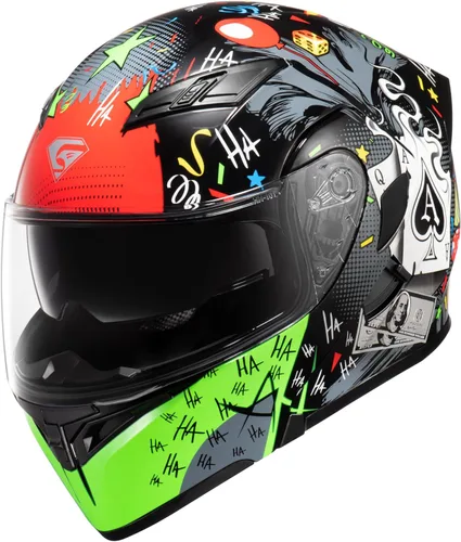 Vista 3 de KYPARA Casco modular de doble visera abatible de cara completa para motocicleta con certificación DOT de impresionismo