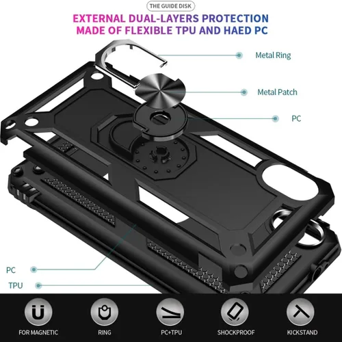 Vista 4 de Funda para Redmi 9A M2006C3LG/Redmi 9i M2006C3LII con protector de pantalla de vidrio templado, [grado militar] [anillo de metal]