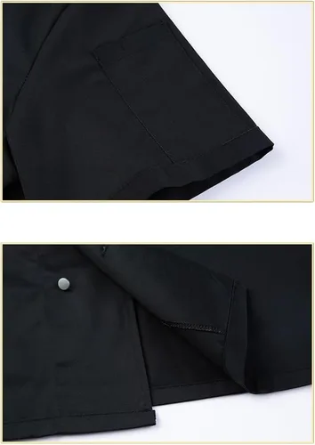 Vista 6 de Uniforme de chef para mujeres y hombres, chaqueta de chef de manga corta, ligera, cómoda para cocinar