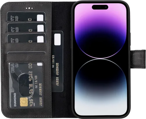 Vista 78 de HARDISTON Funda de piel auténtica hecha a mano compatible con iPhone 11 Pro de 5.8 pulgadas, funda magnética desmontable con tarjeteros - bordes