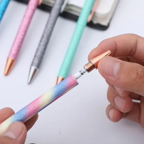 Vista 6 de Oddmoal Fun Sparkle - Bolígrafo para mujer, bonitos bolígrafos de metal brillante, bolígrafo multicolor retráctil para diario y escuela, tinta