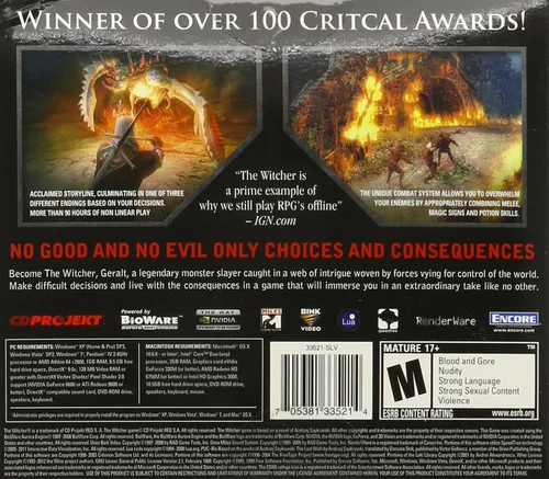 Vista 2 de 33521The Witcher Enhanced Edition JC (Win XP, Vista, Win 7, Win 8Mac 10.6or later)