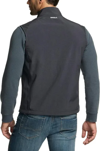 Vista 2 de TSLA - Chaleco Softshell sin mangas para hombre, chaleco cortavientos con cremallera completa, chaleco de senderismo, golf, viajes al aire libre.