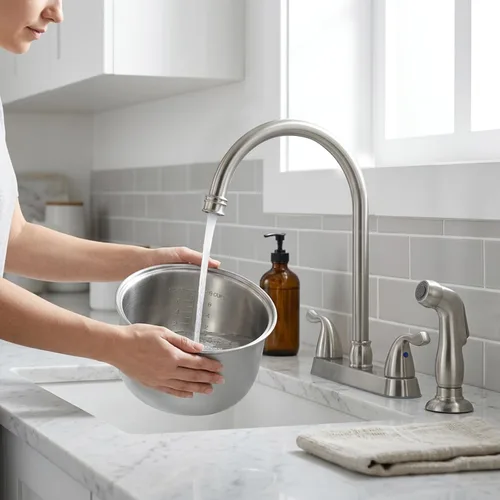 Vista 9 de Grifo de Cocina SHACO con Rociador Lateral, Grifo de Fregadero de Acero Inoxidable de 2 Asas con Línea de Suministro de Agua, Grifo de Cocina