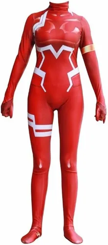 Vista 2 de Zero Two Ichigo Darling en el traje de cosplay Franxx Traje de traje de anime Zentai