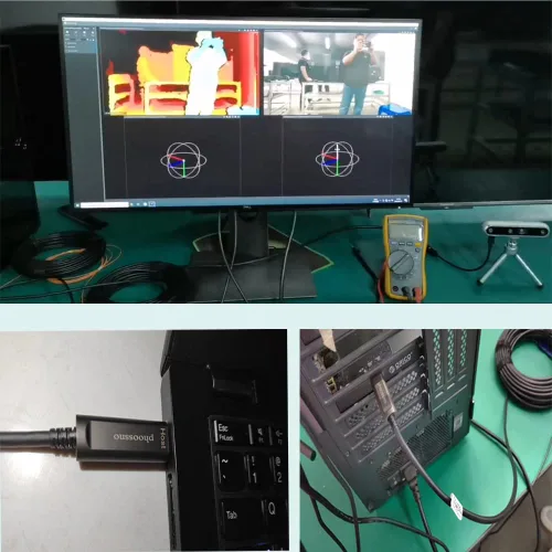 Vista 6 de phoossno Cable de fibra óptica USB C a C, cable de ángulo USB 3.1Tipo C de 10 Gbps 33 pies compatible con Microsoft Azure Logitech Camera Aver &