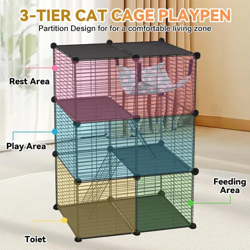 Vista 3 de VISCOO Jaula para gatos (para gatito), recintos para gatos Catio de 3
