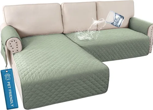Vista 19 de H.VERSAILTEX Fundas de sofá para sofá seccional, 2 piezas, funda de sofá en forma de L, 100% impermeable y lavable, protector de sofá para perros