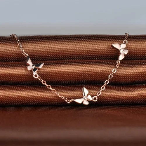 Vista 2 de Infinite U Pulsera de plata de ley 925 con dije de mariposa para mujer, ajustable, oro rosa, Plata