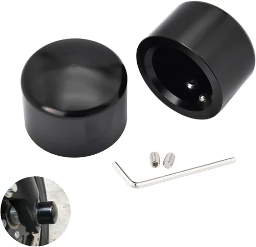 Vista 8 de Benlari - Cubiertas de tuerca de eje delanteras CNC para Harley, tapas de tuerca de eje negras compatibles con Harley Davidson Touring Sportster