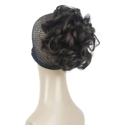 Vista 15 de Aimole Extensiones de clip de garra sintética de dama de cola de caballo gris rizado corto (48T)