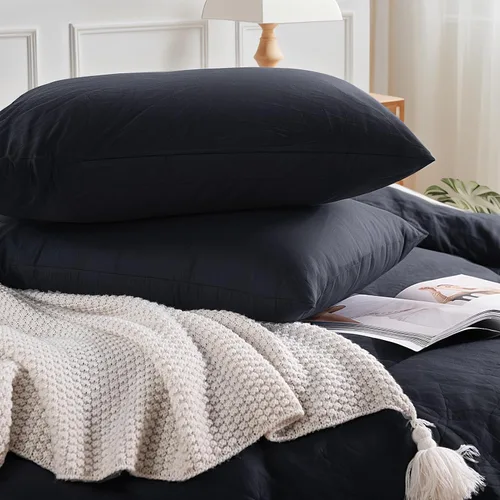 Vista 326 de NEXHOME PRO Funda de edredón Twin XL 100% algodón lavado, transpirable, duradera, texturizada, similar al lino, juego de ropa de cama para el hogar