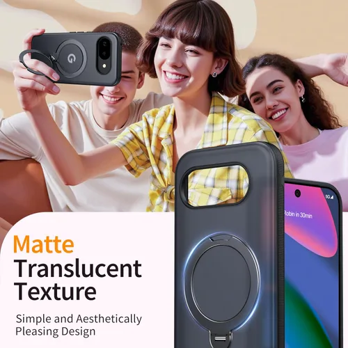 Vista 6 de Oneagle Soporte magnético giratorio de 360° para Google Pixel 10a funda translúcida [compatible con MagSafe], funda delgada mate para teléfono Pixel