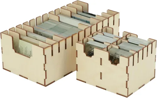 Vista 4 de The Broken Token Arkham Horror - Organizador de juegos compatible con 3ª edición, caja de almacenamiento de madera de abedul con bandejas